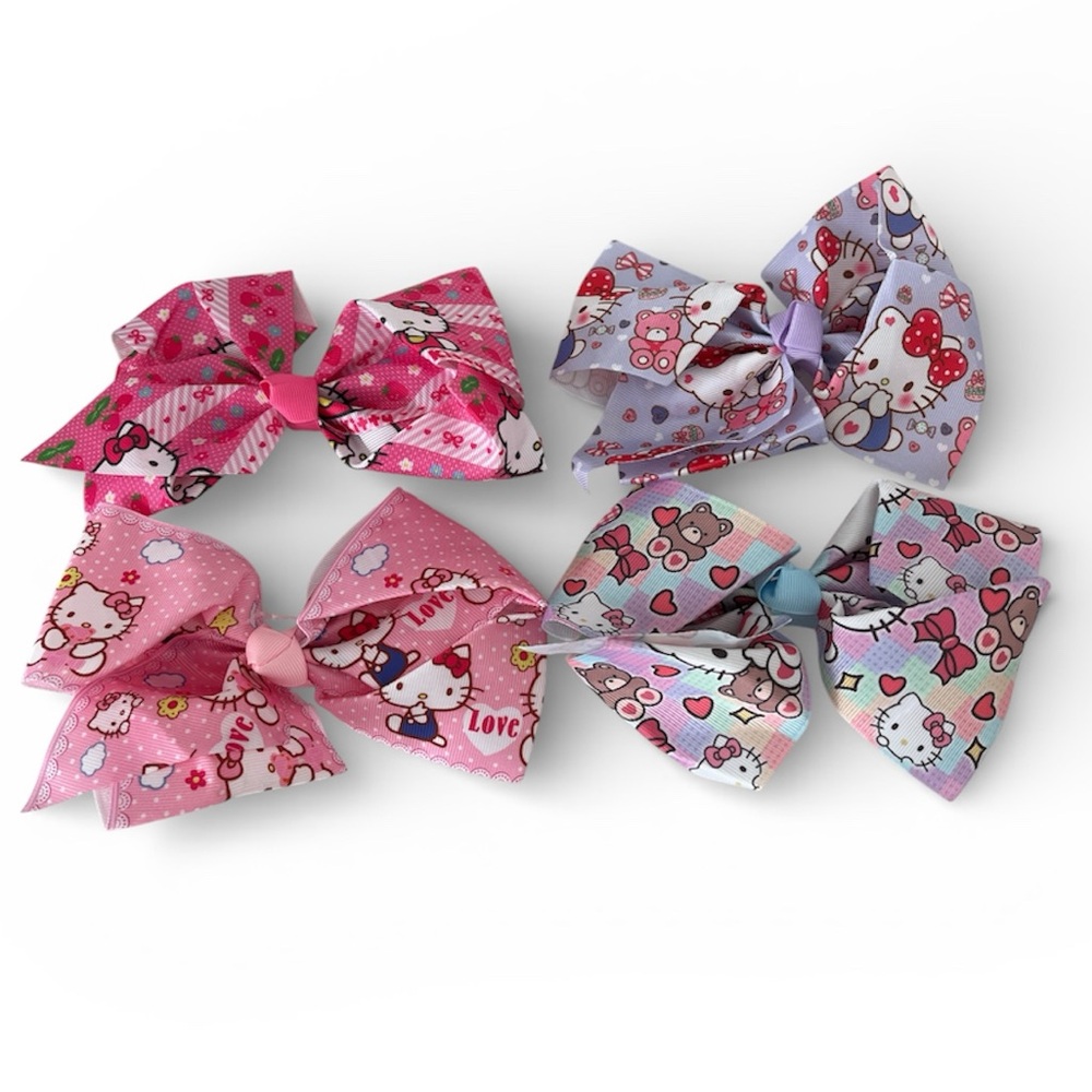 Bundle of 4 Hello Kitty Bow Hair Clips Ribbons NWOT